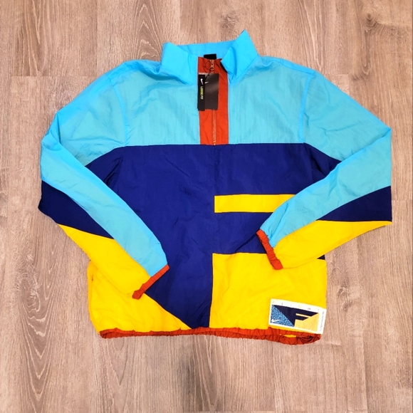 BRAND NEW Nike Flight Basketball Half Zip Jacket Blue Yellow Men's